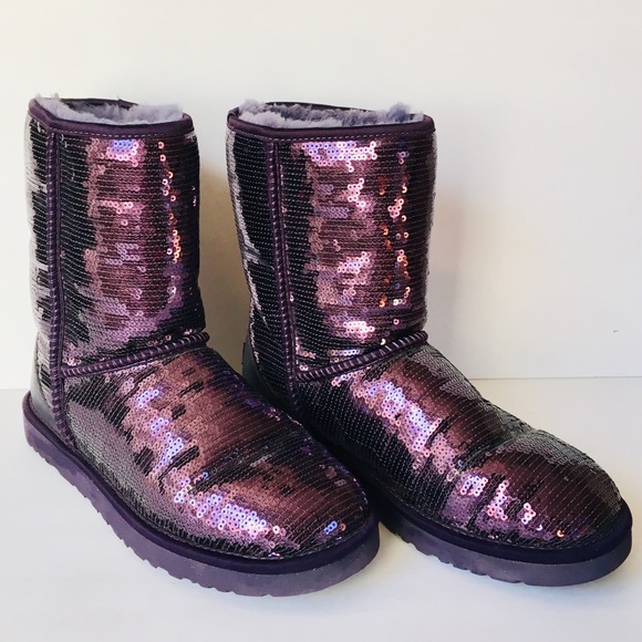 UGG Shoes - UGG Sparkle Classic Short Purple Port 10 Glitter